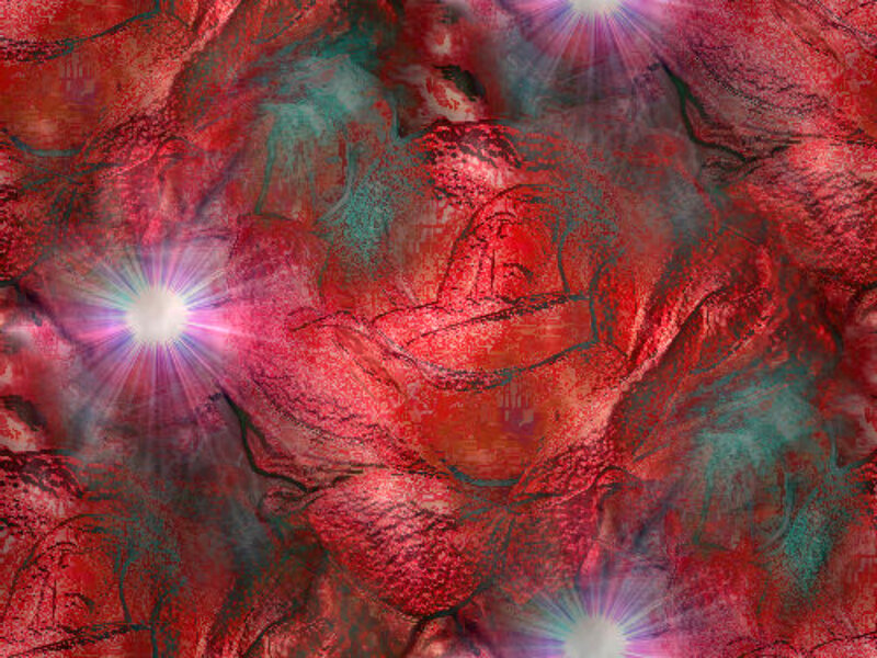 Abstract red and teal artwork