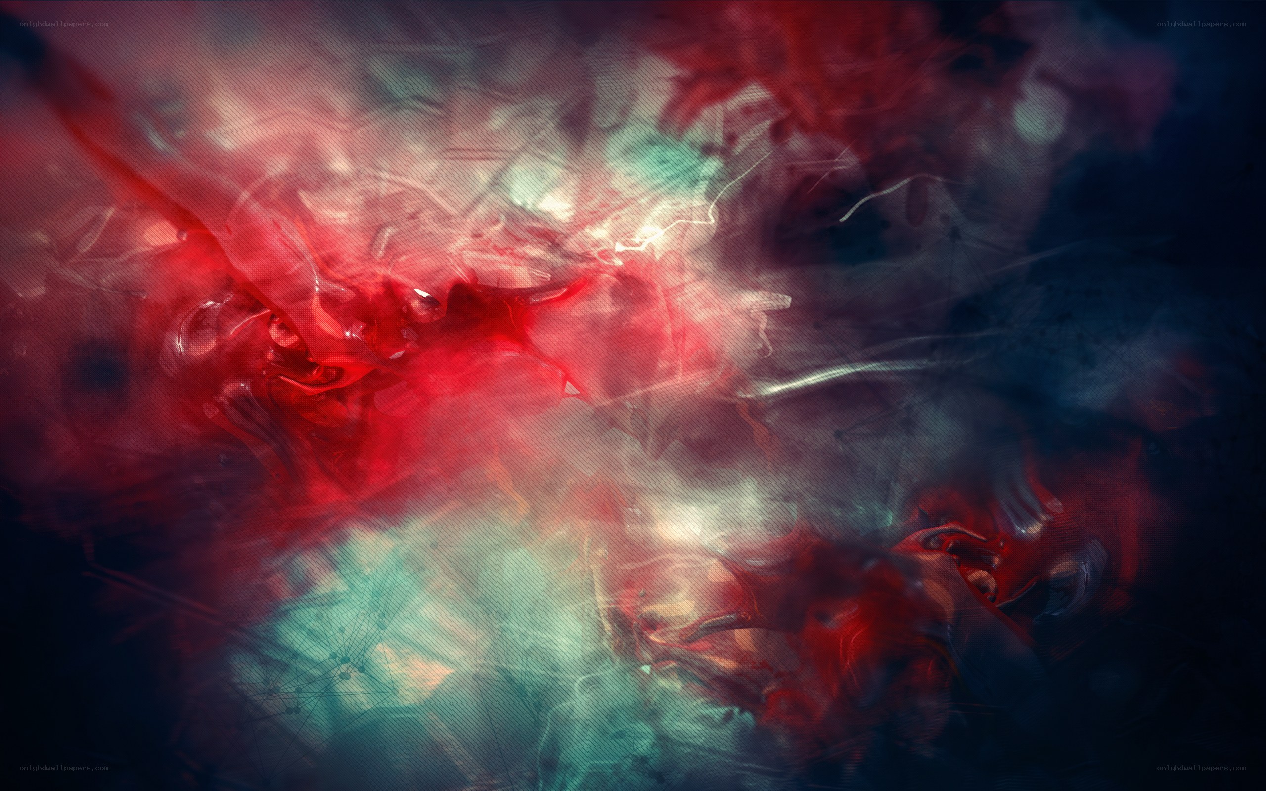 abstract red and teal energy