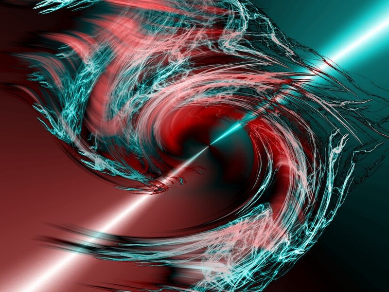 Abstract red and teal swirl