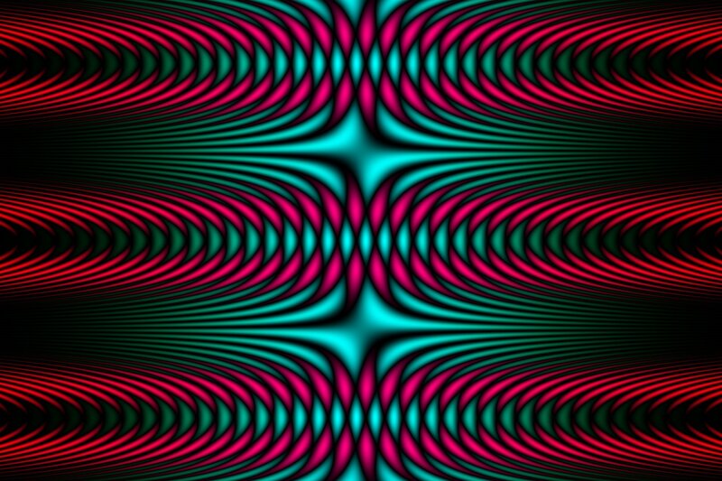 Abstract red and teal wave pattern