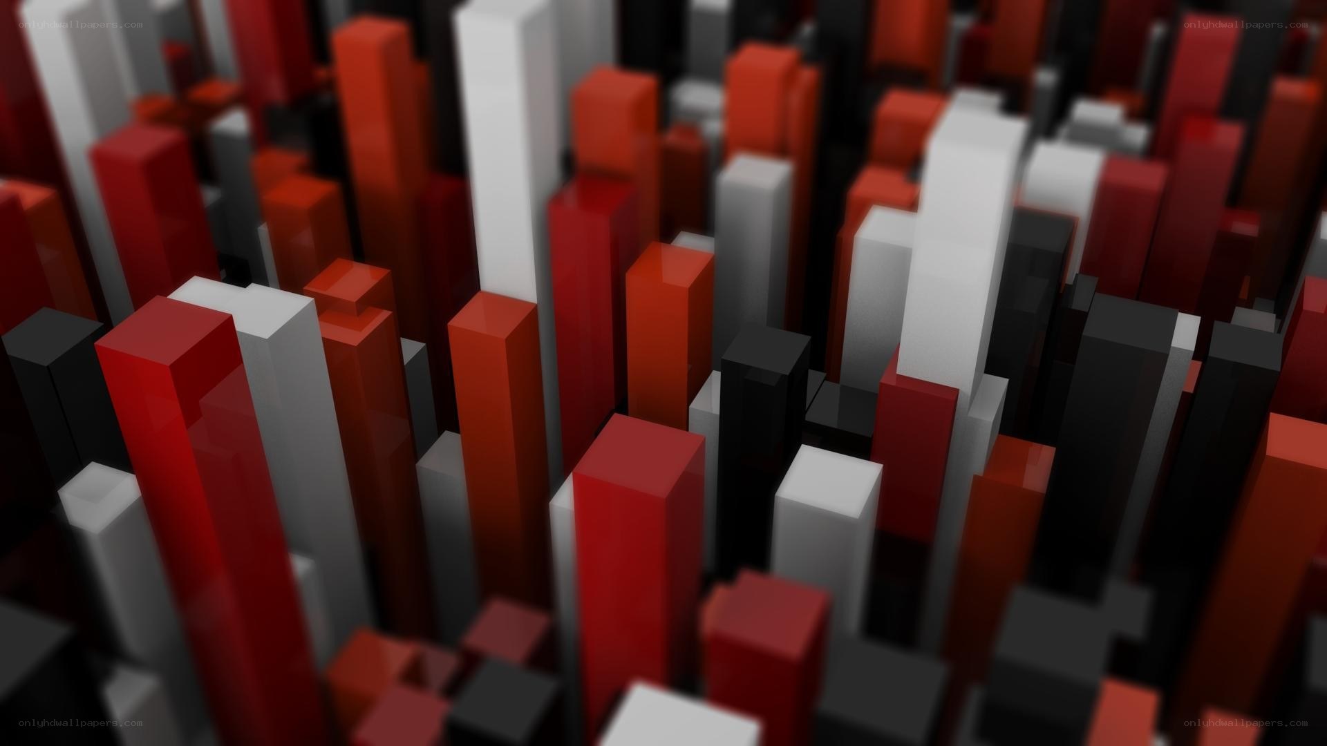 abstract red and white block city