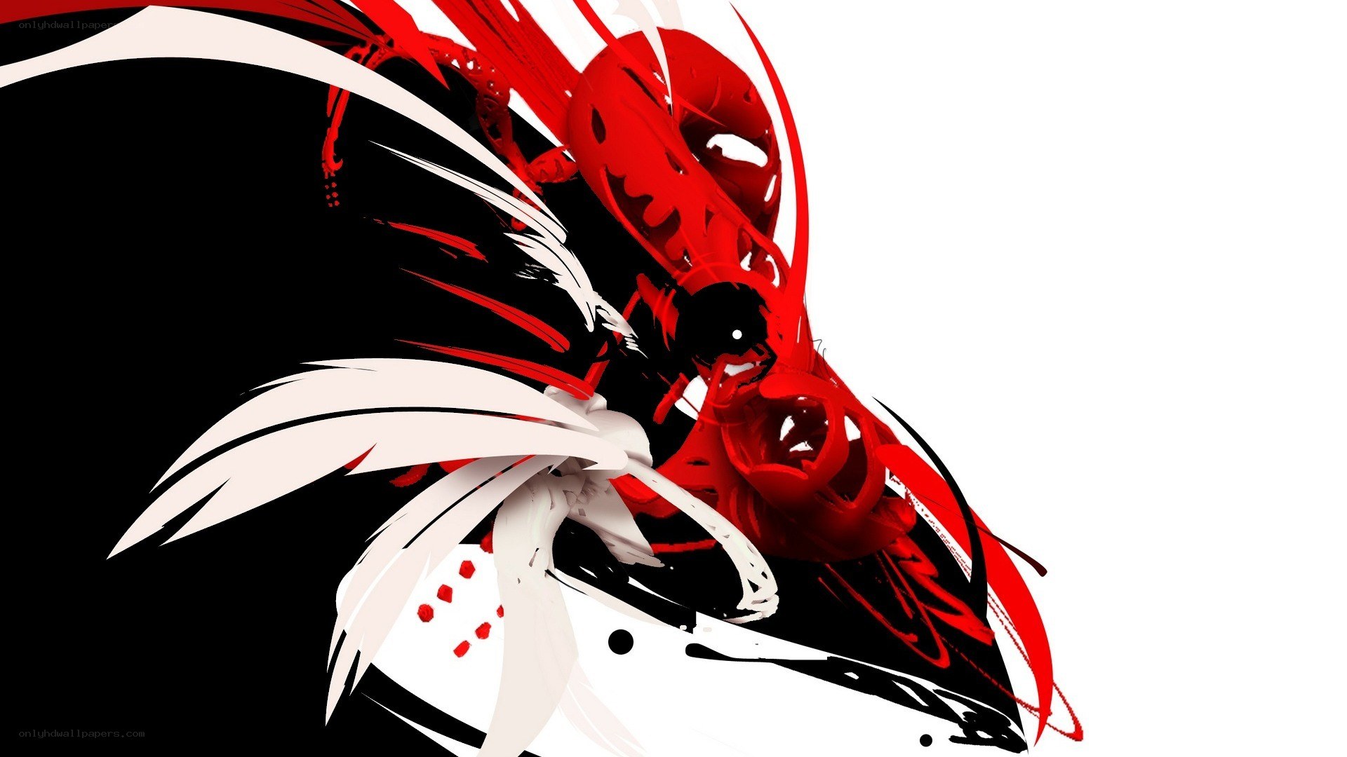 abstract red and white character art