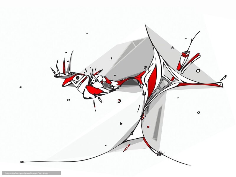 abstract red and white creature