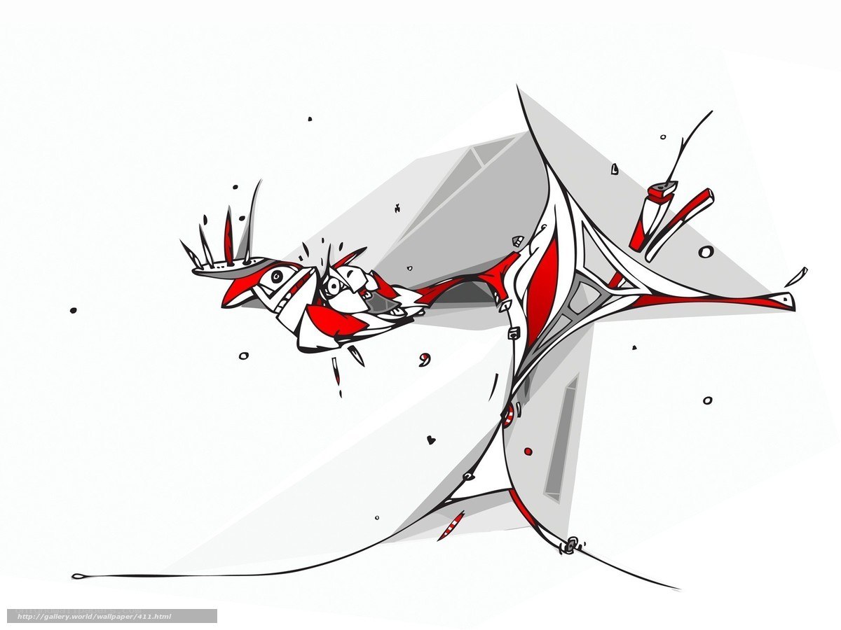 abstract red and white creature