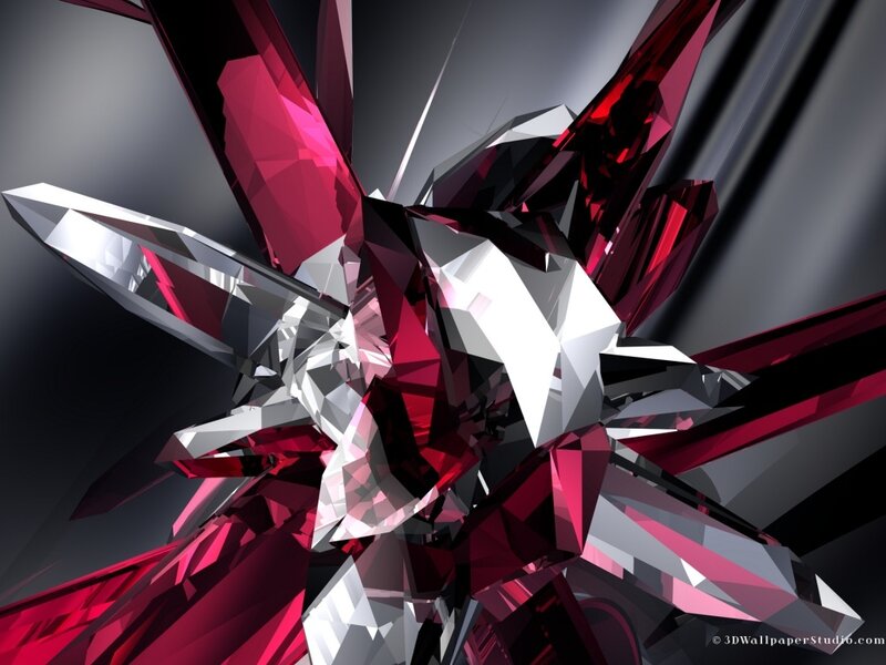Abstract red and white crystal explosion