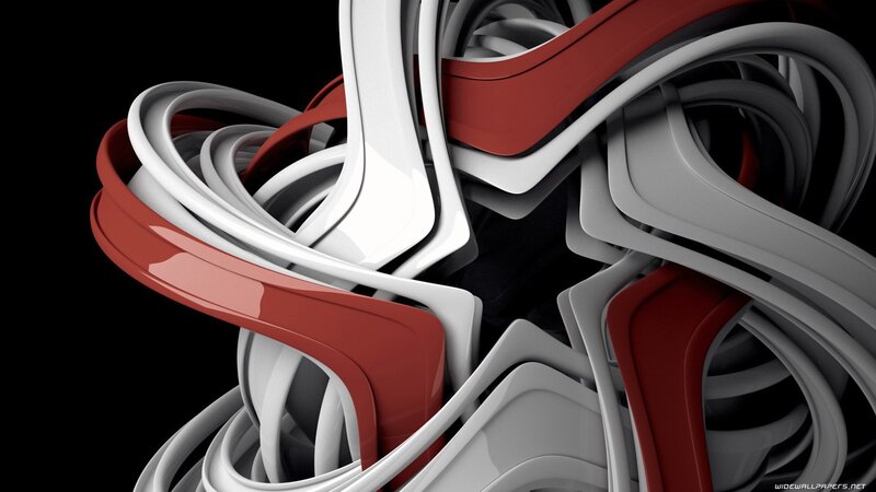 Abstract Red and White Curves — Dynamic, 3d Render