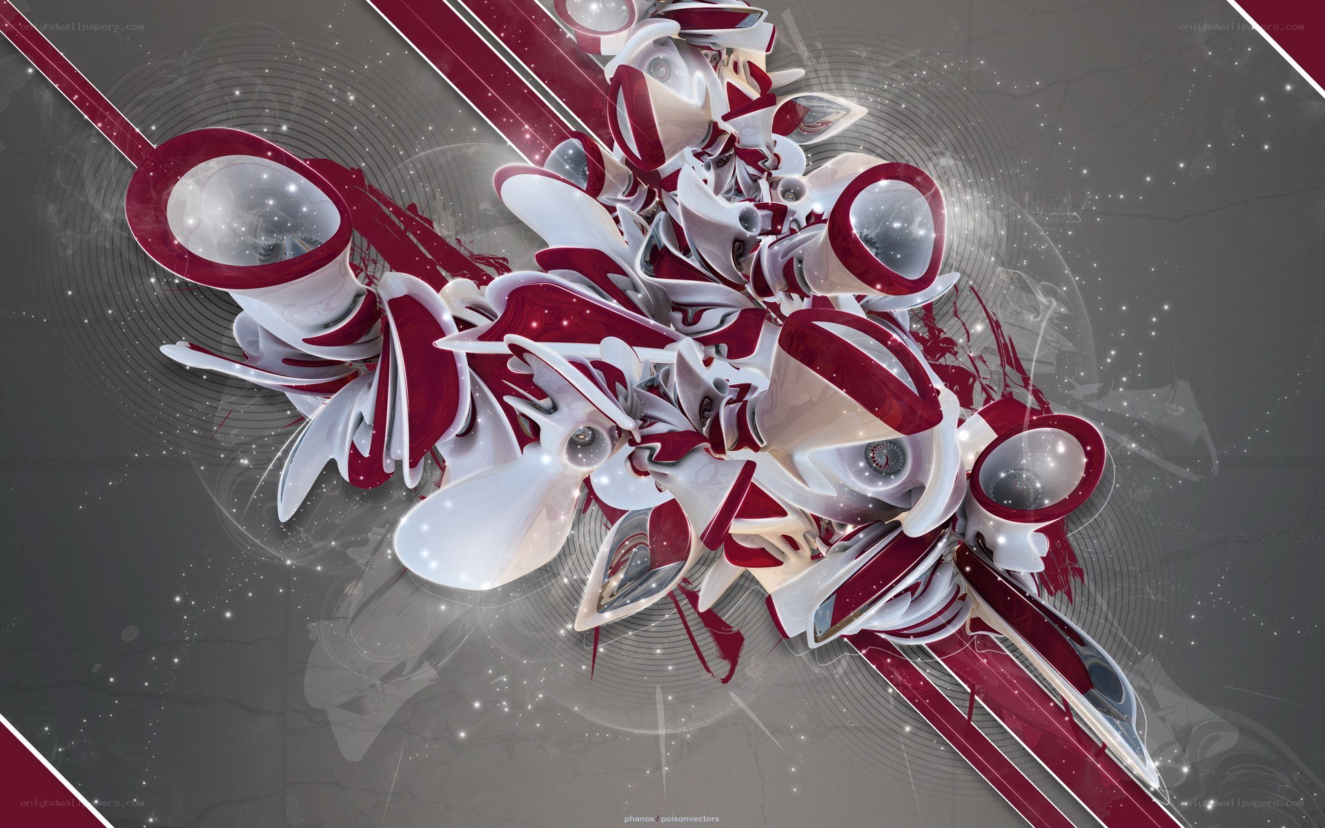 abstract red and white design