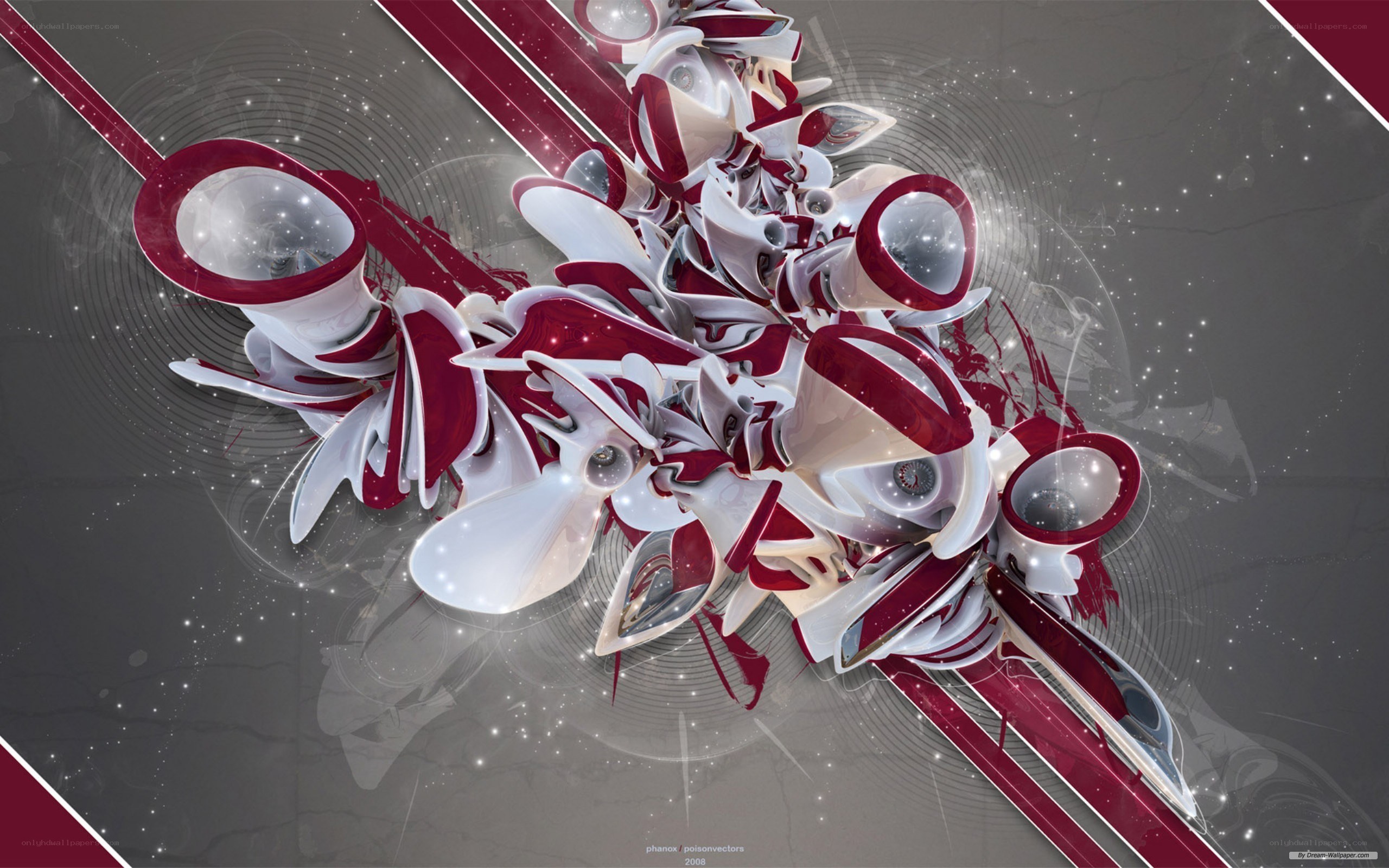 abstract red and white digital art