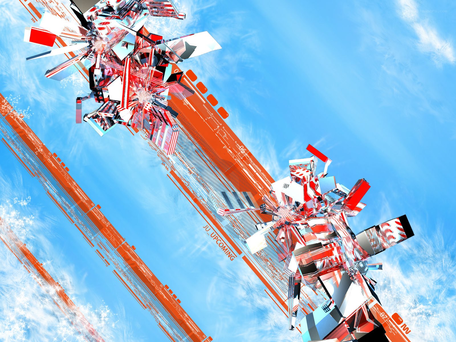abstract red and white digital art