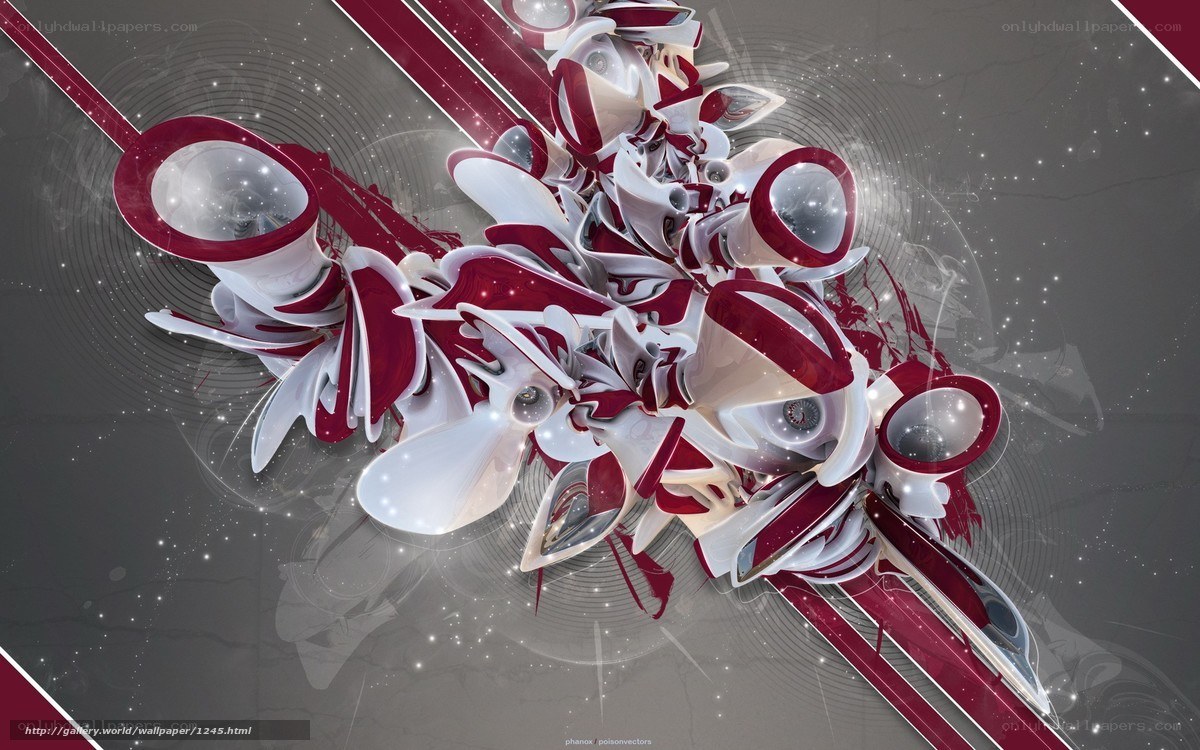 Abstract red and white digital art