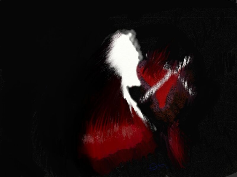 abstract red and white figure