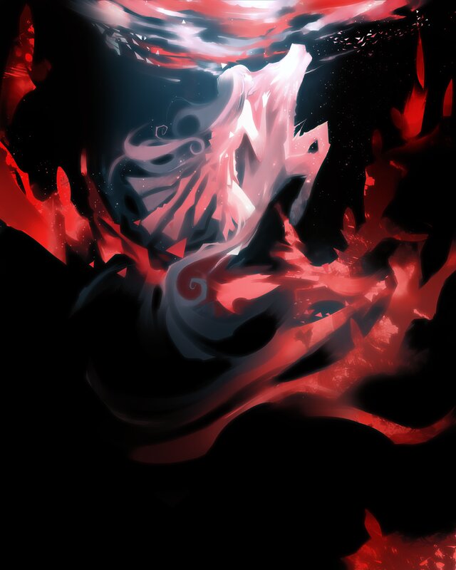 Abstract Red and White Figure — Dramatic