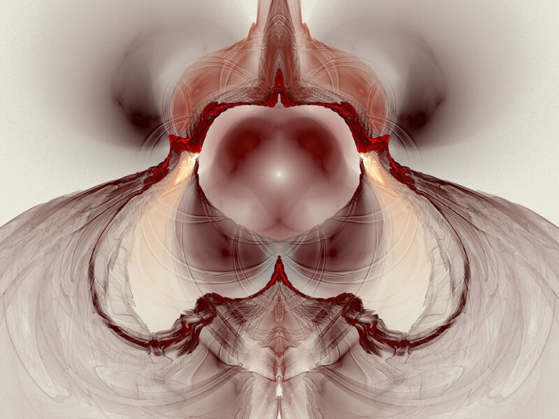 Abstract Red and White Form — Mysterious