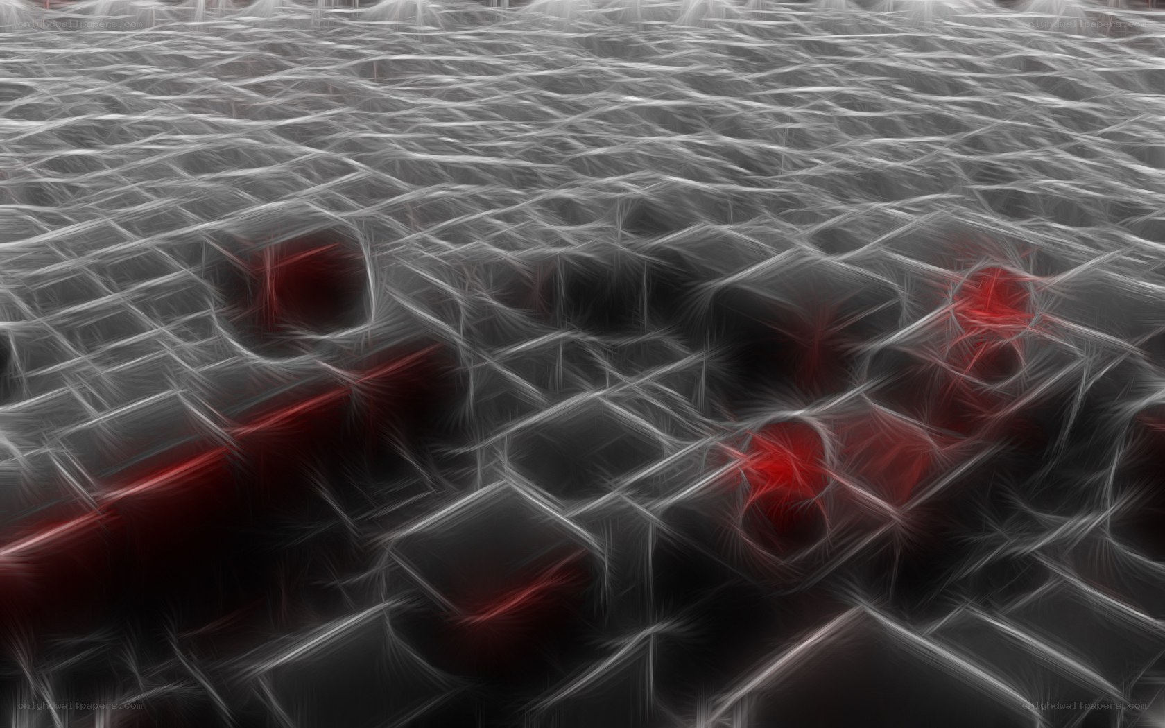 Abstract red and white fractal pattern