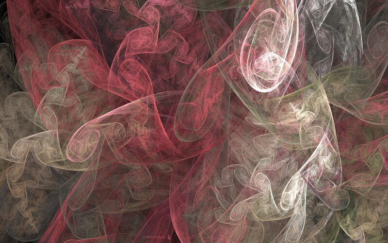 Abstract red and white fractal swirls