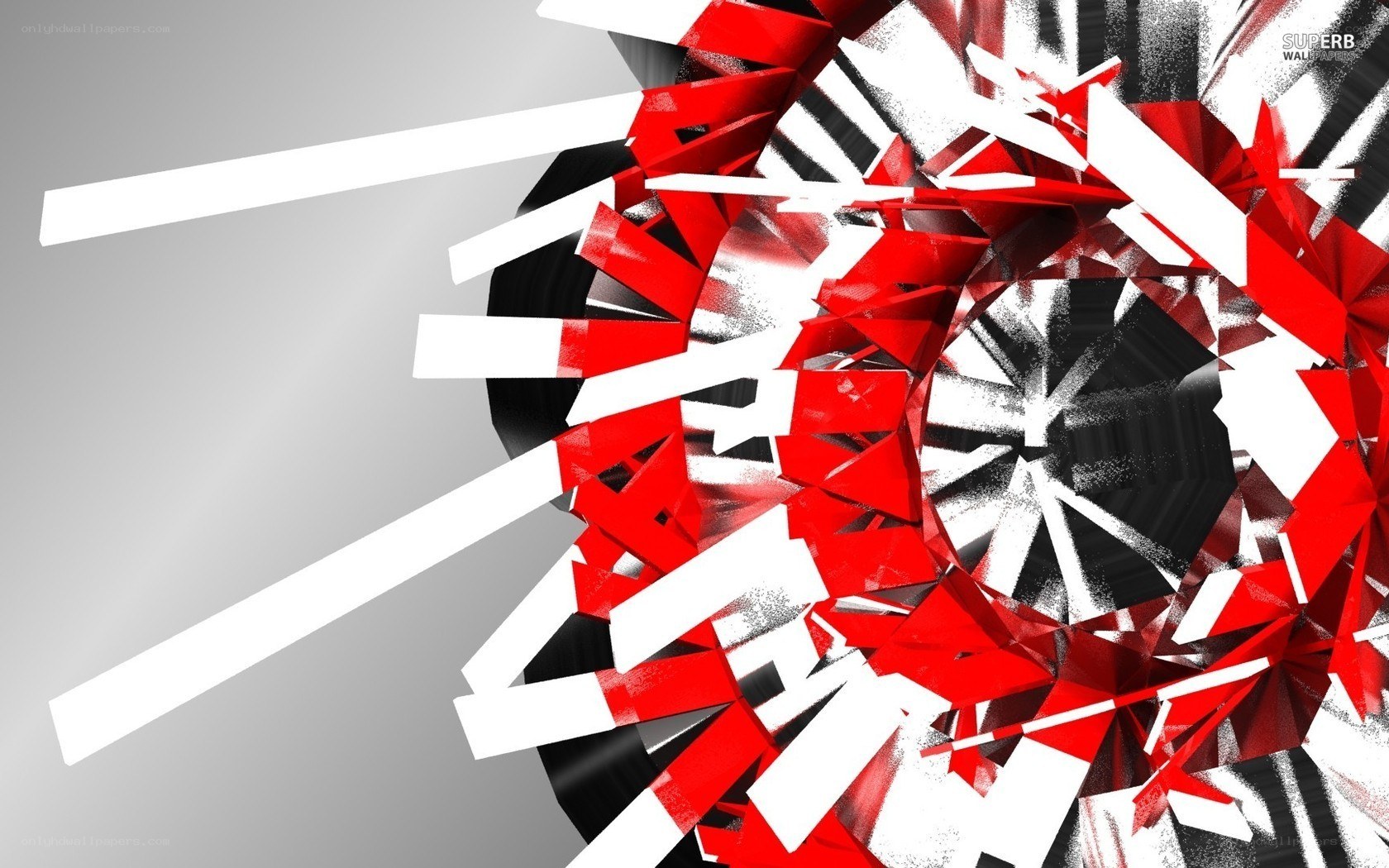 abstract red and white geometric design