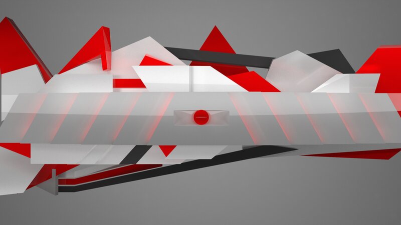 abstract red and white geometric design