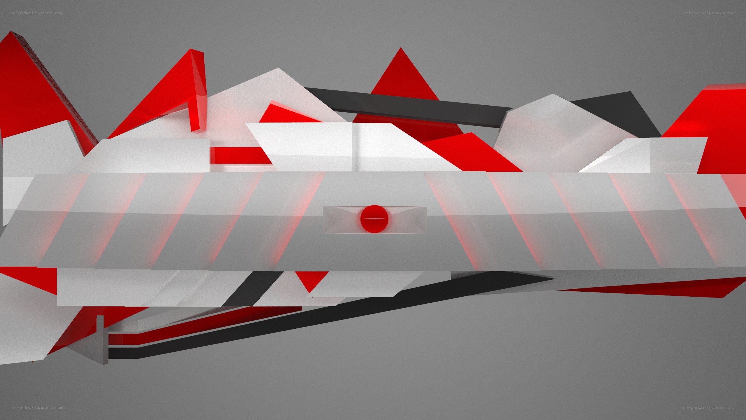 abstract red and white geometric design