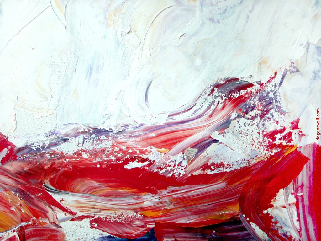 Abstract red and white painting