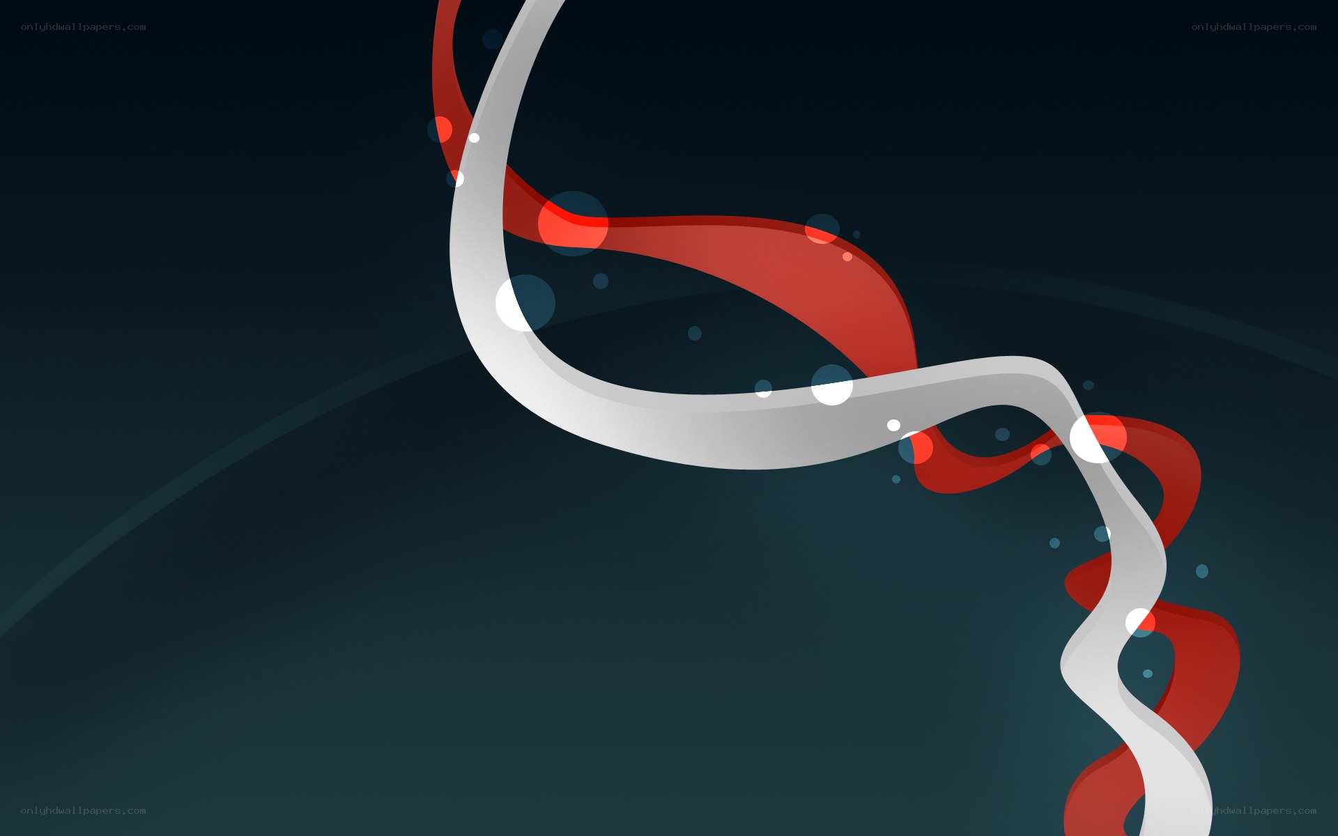 Abstract red and white ribbons