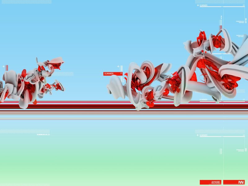 Abstract red and white sculpture