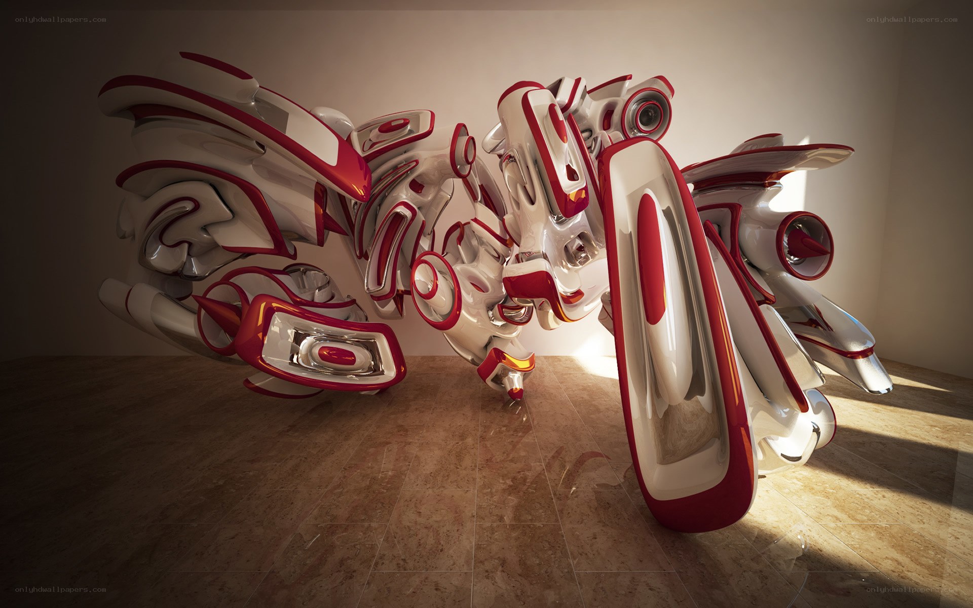 abstract red and white sculpture