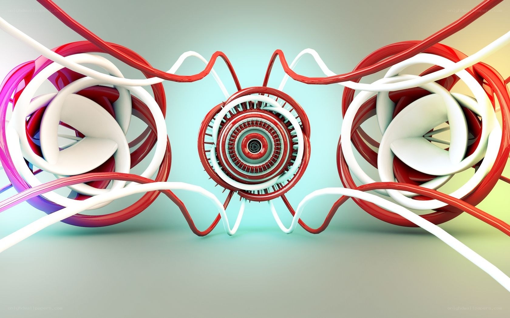 Abstract red and white sculpture