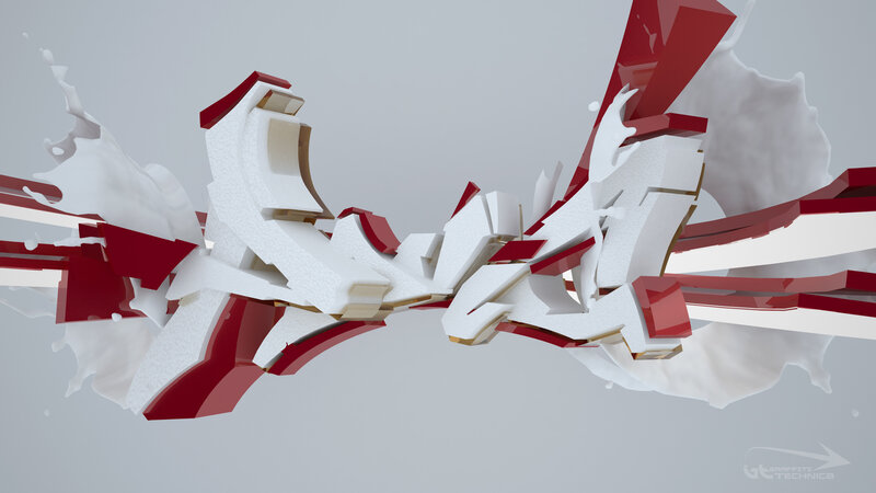 Abstract Red and White Shapes