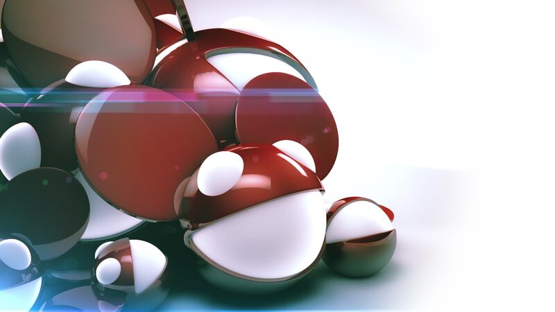 abstract red and white spheres