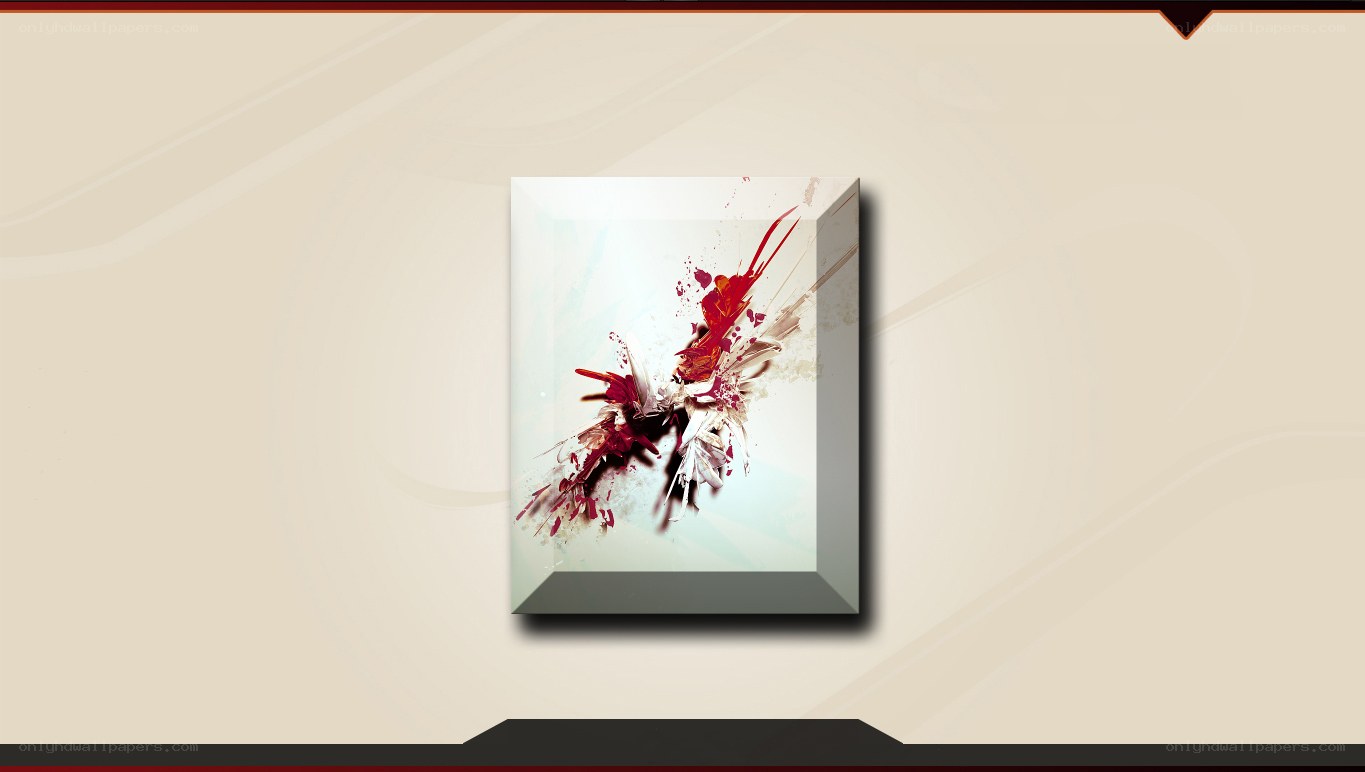 abstract red and white splatter art