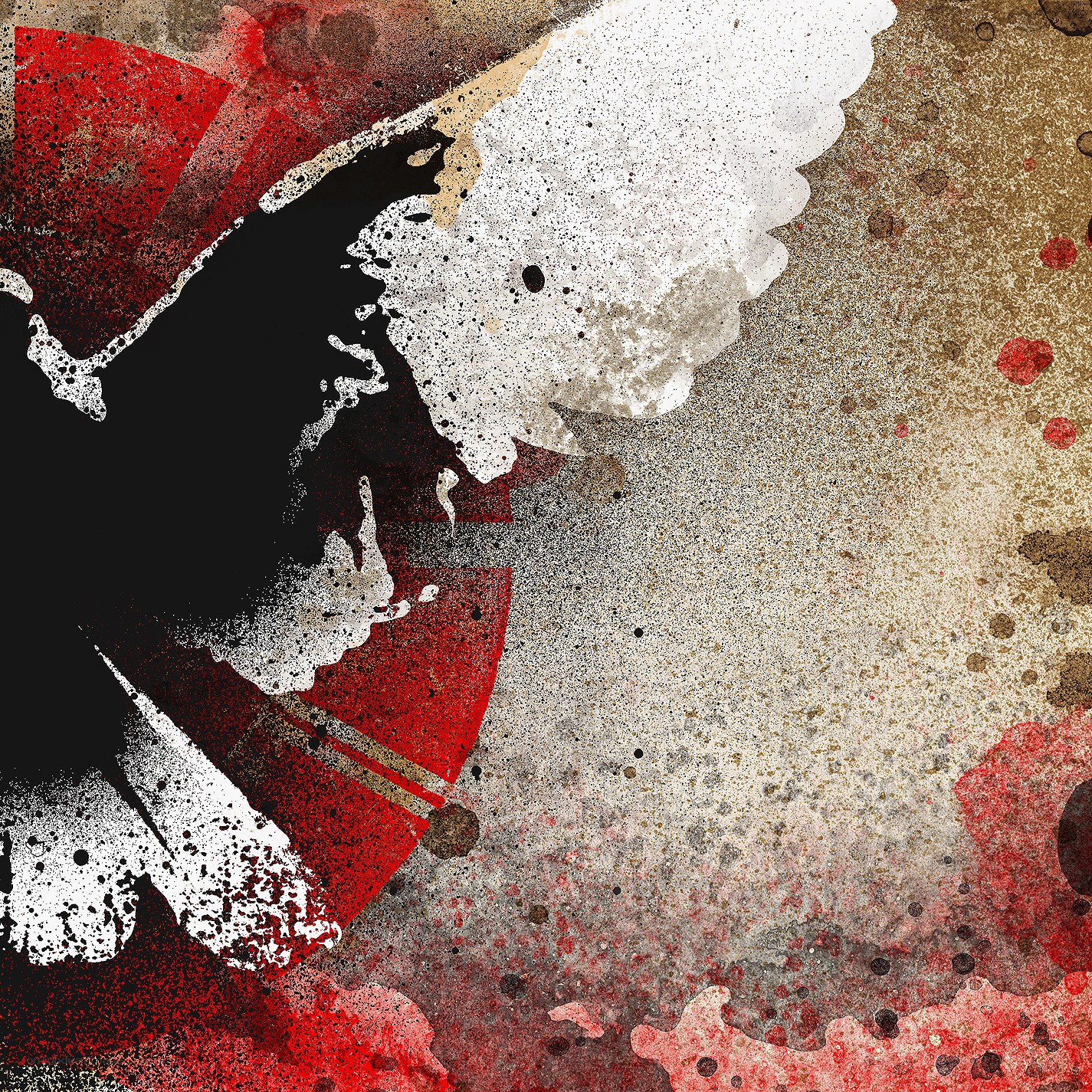 abstract red and white splatter art