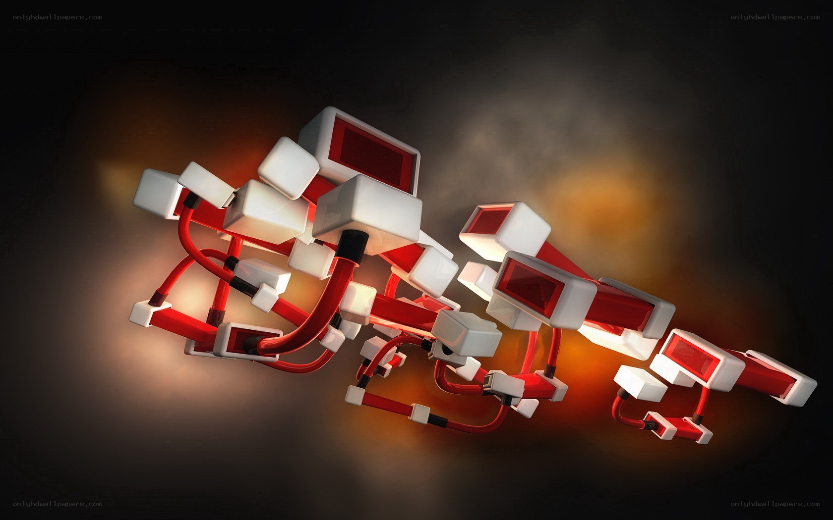 abstract red and white structure
