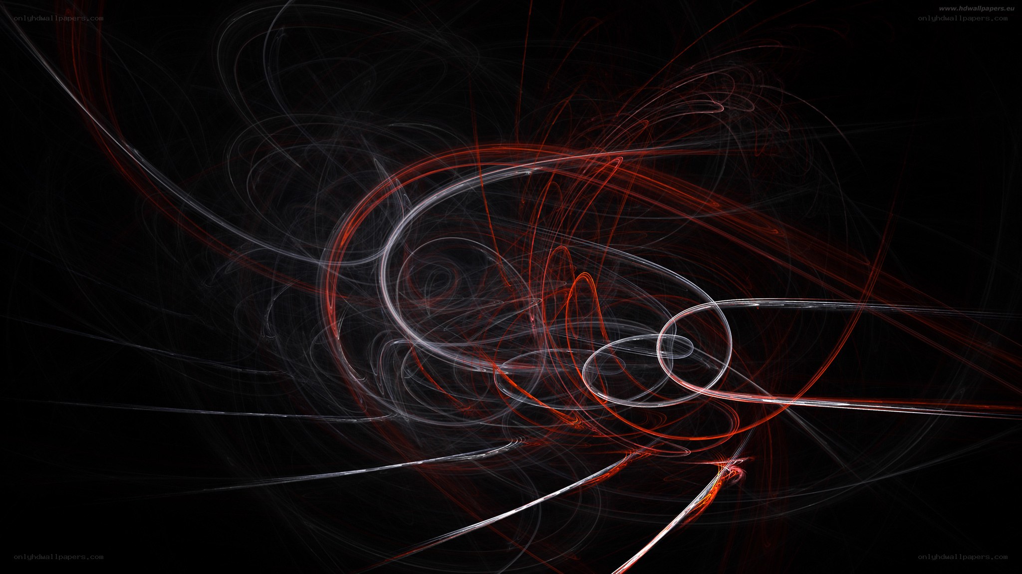 Abstract red and white swirls