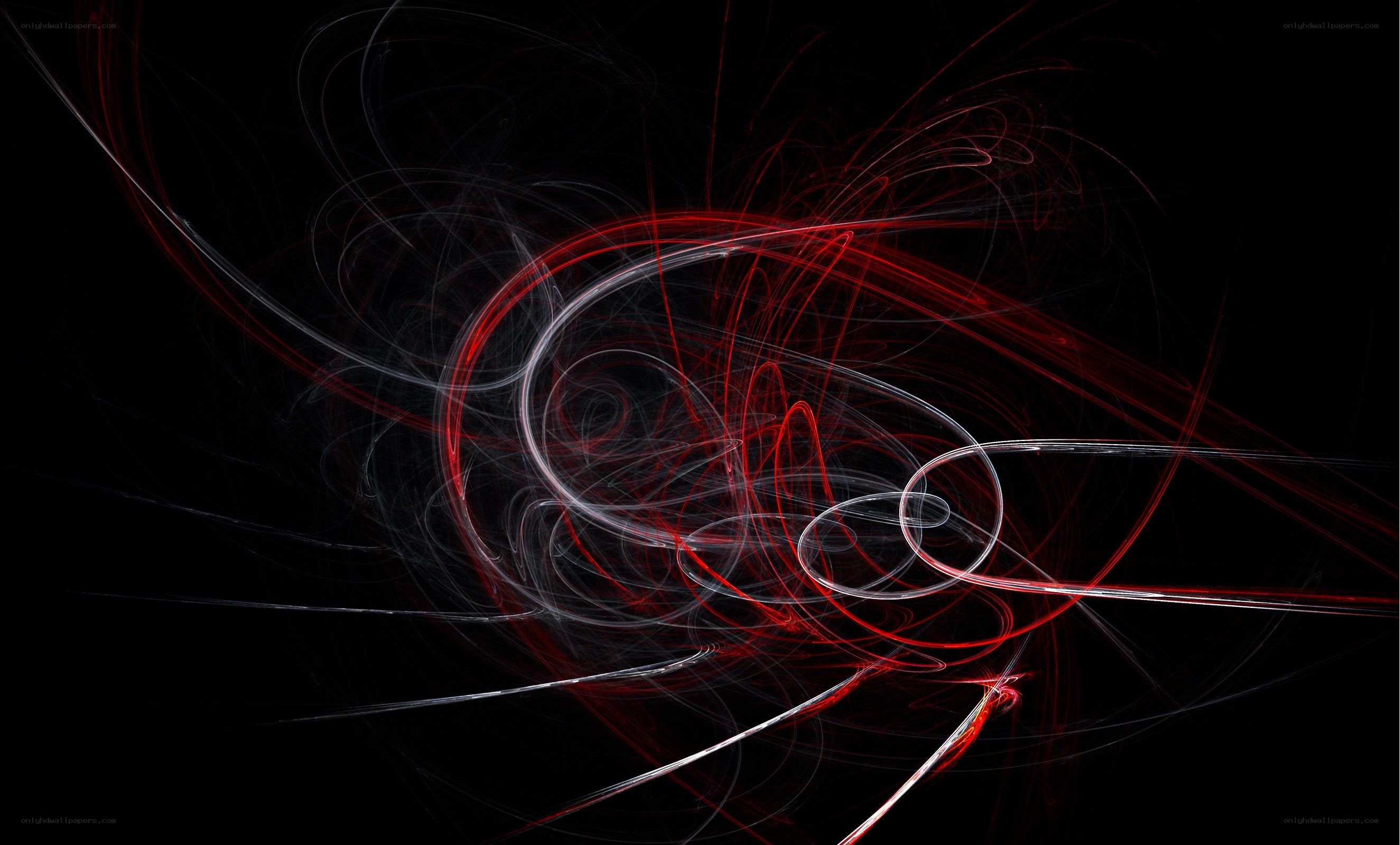 Abstract red and white swirls