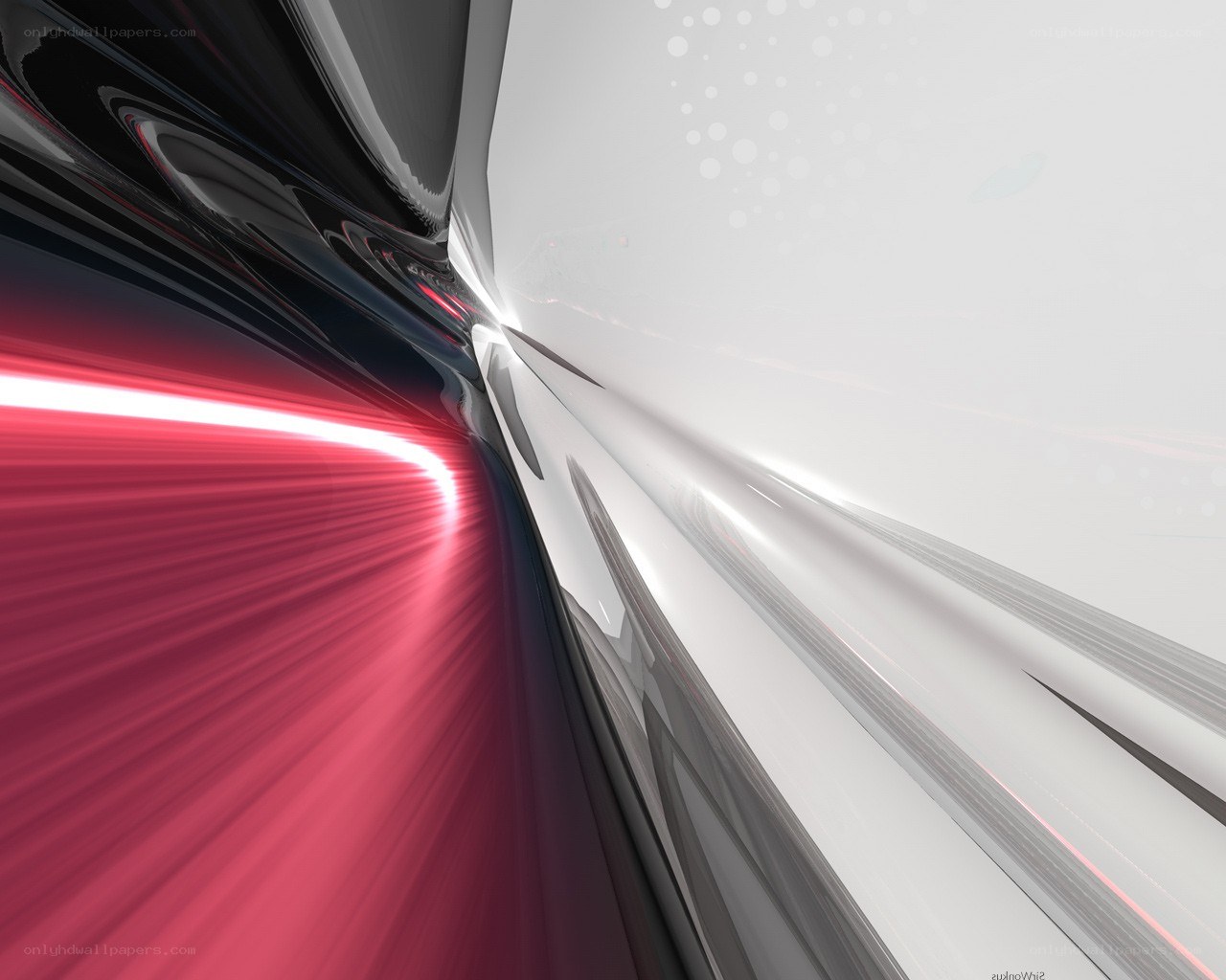 Abstract red and white tunnel