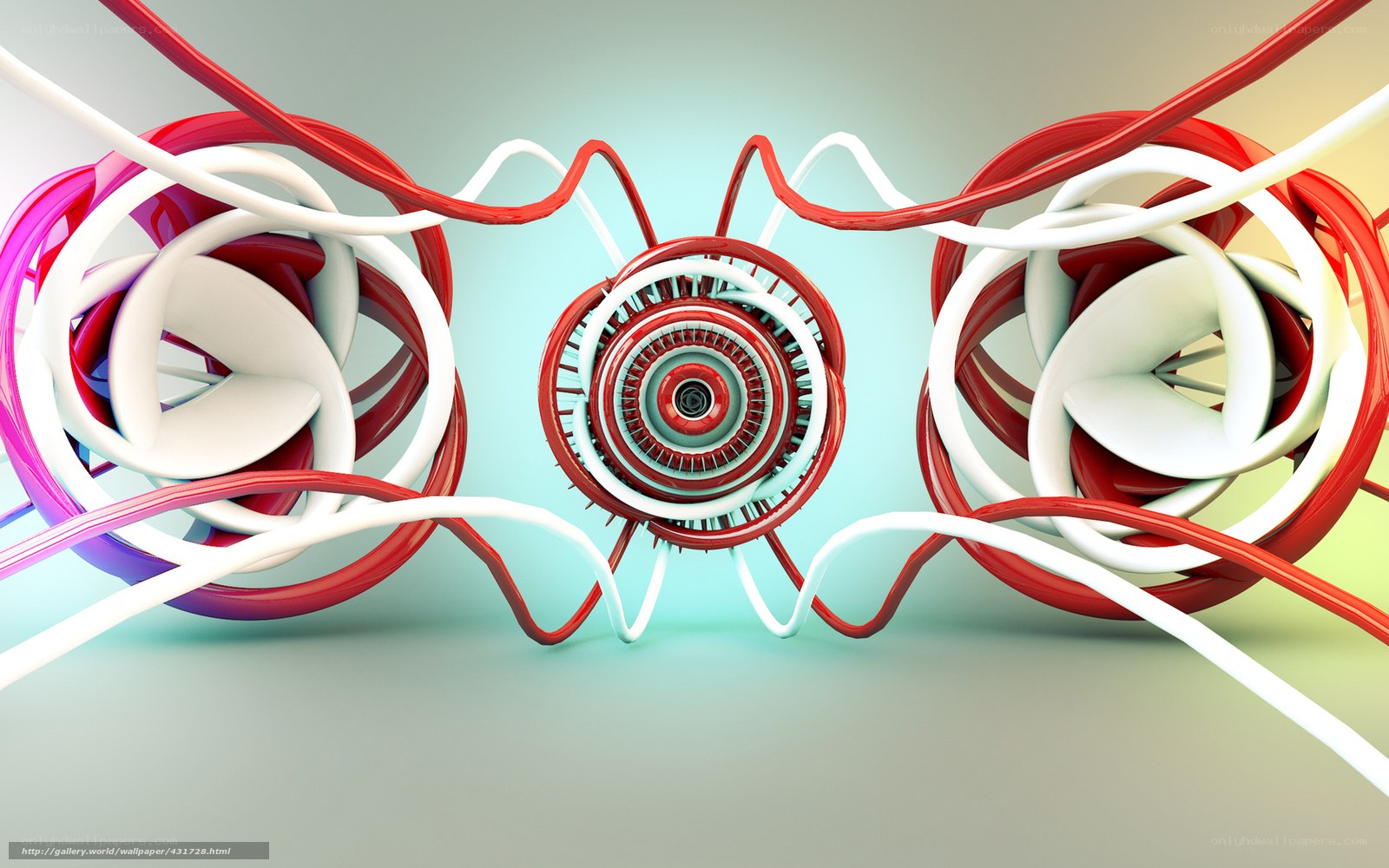 Abstract red and white wire sculpture