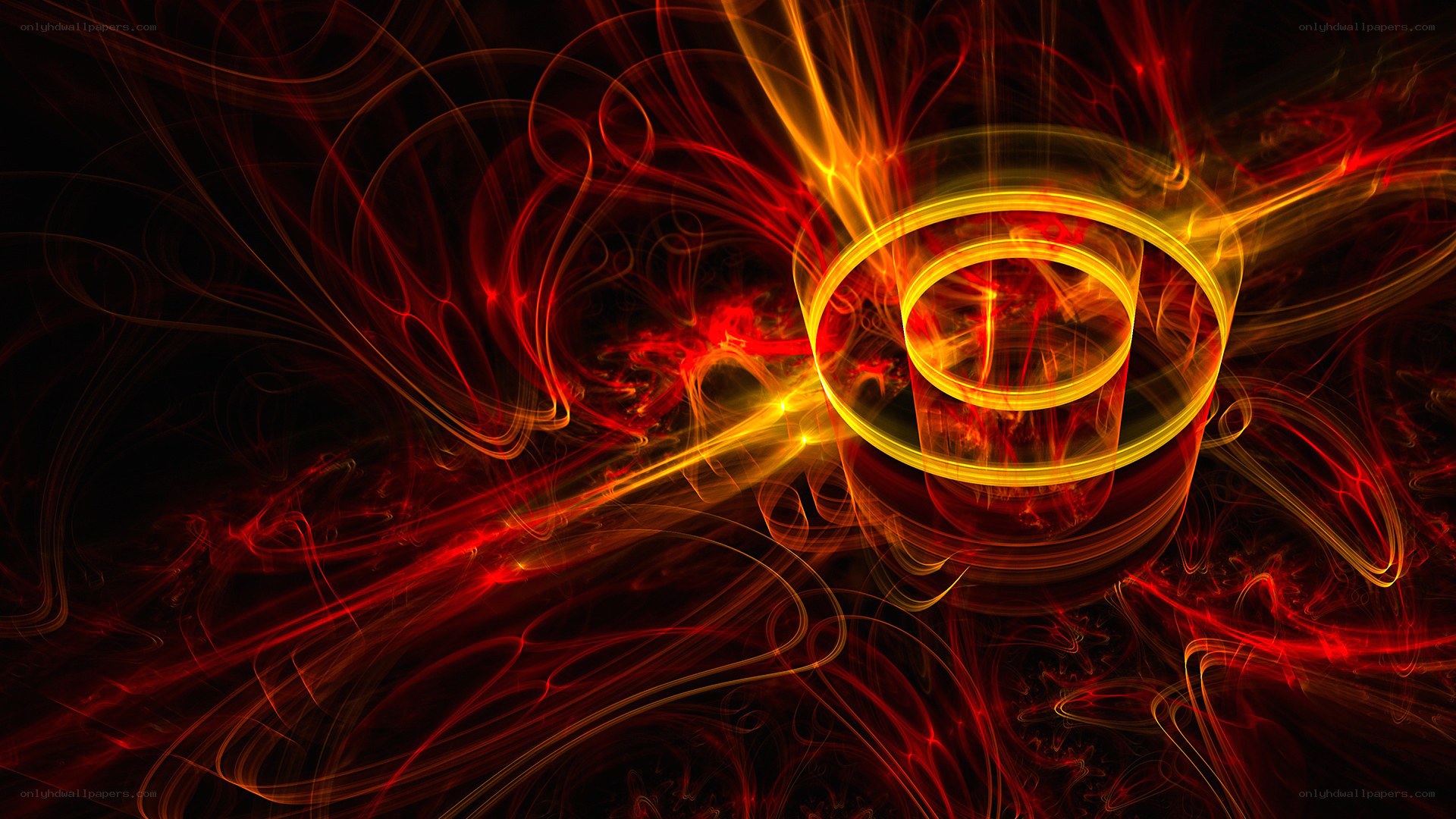 Abstract red and yellow energy swirl