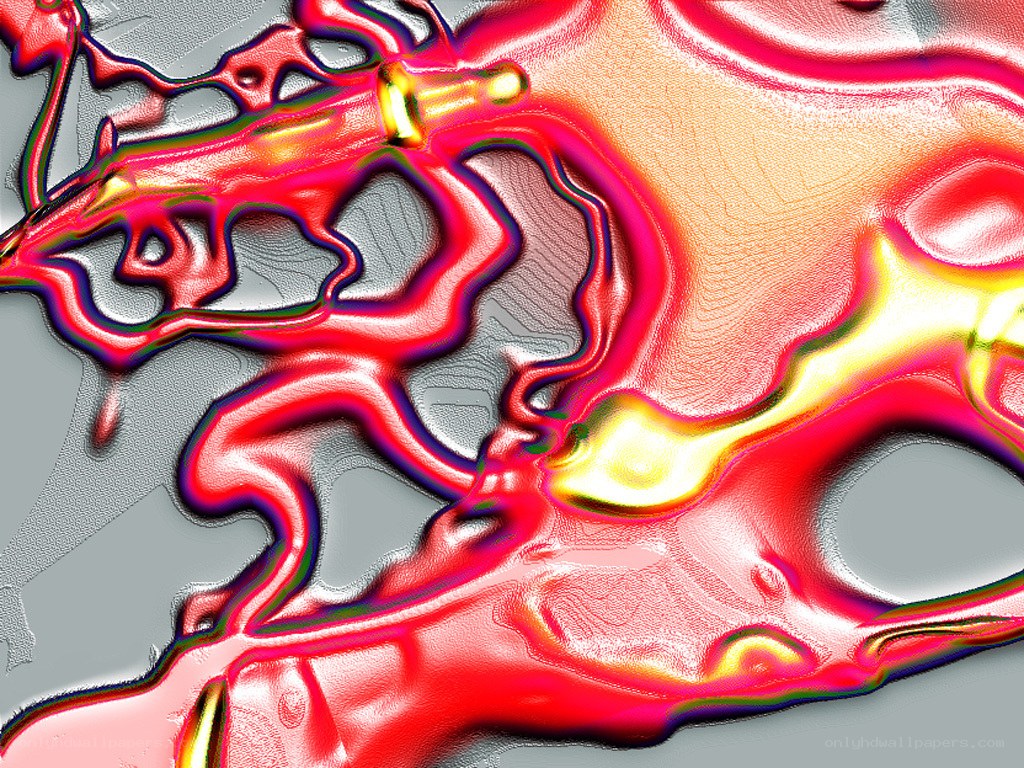 Abstract red and yellow fluid art