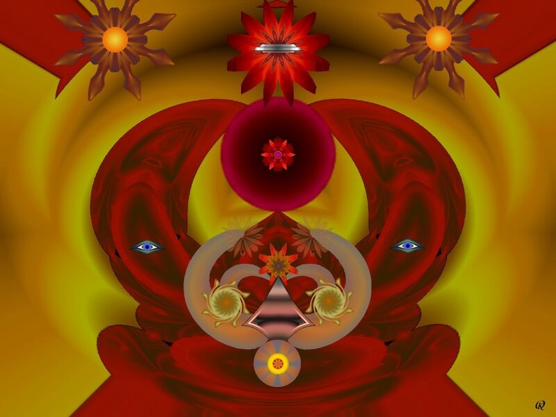 abstract red and yellow fractal art