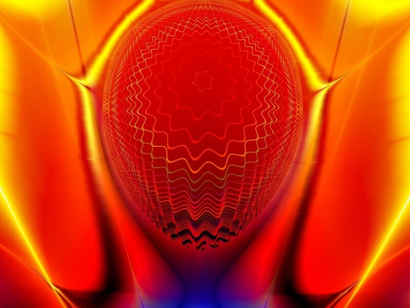 Abstract red and yellow fractal sphere