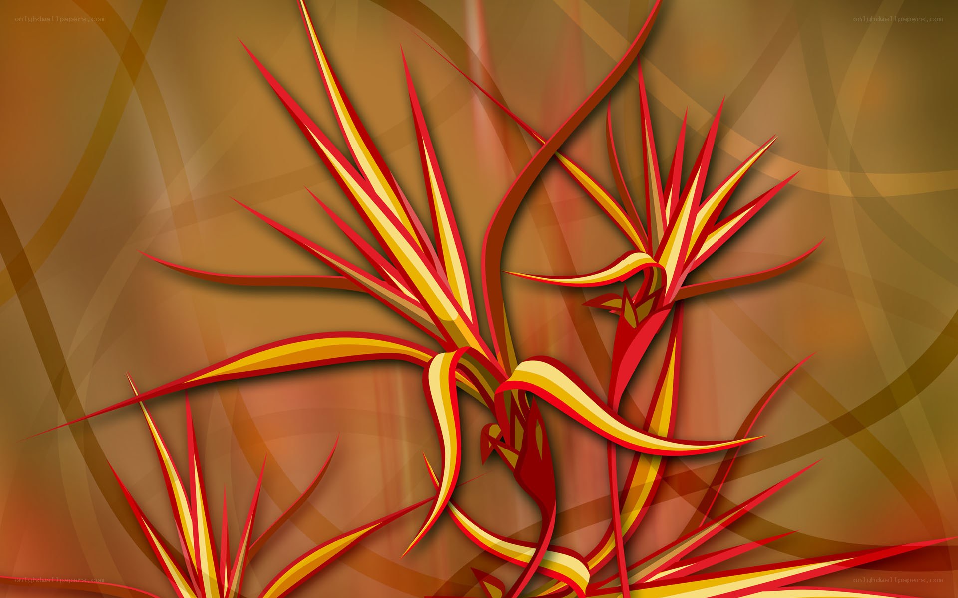 Abstract red and yellow plant design