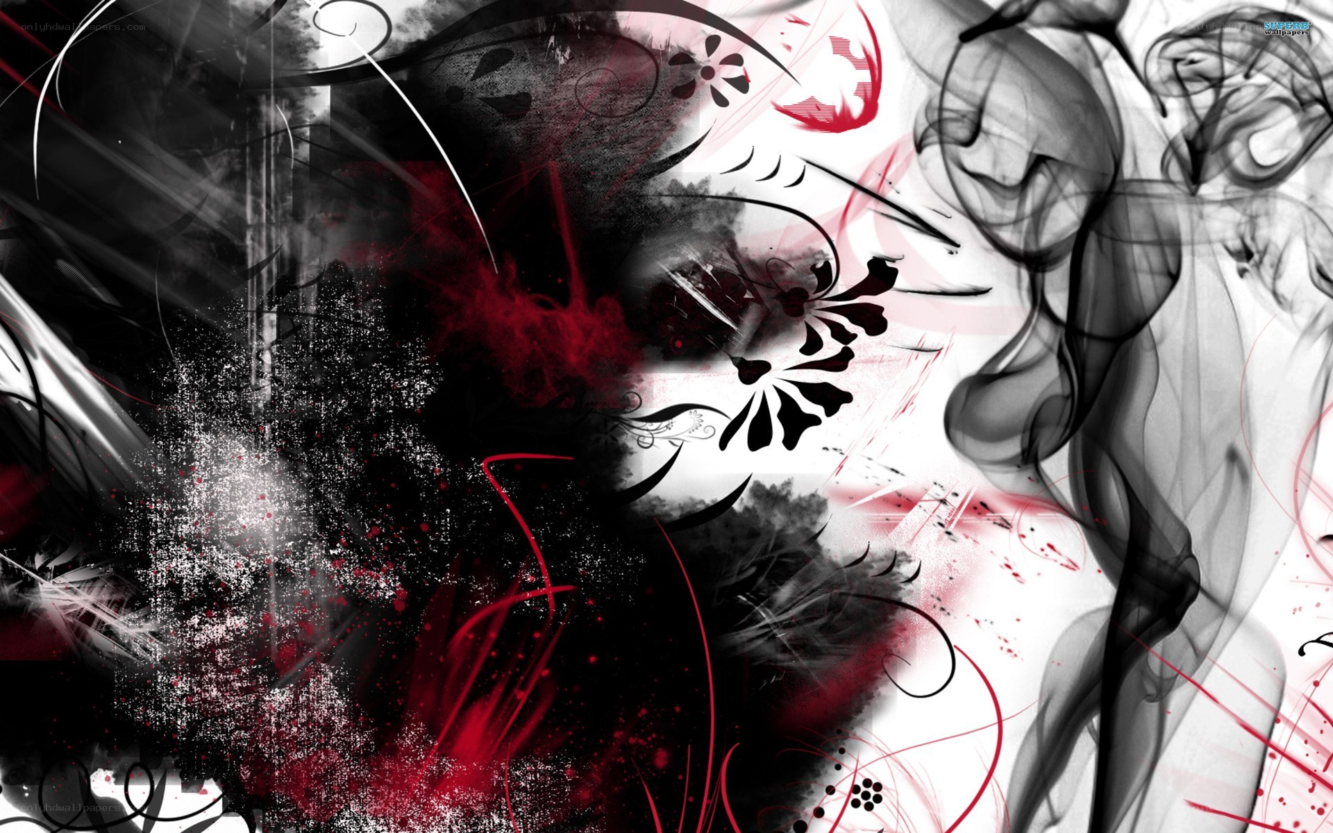 abstract red black white art