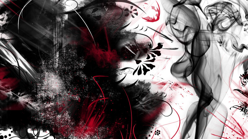 abstract red black white art