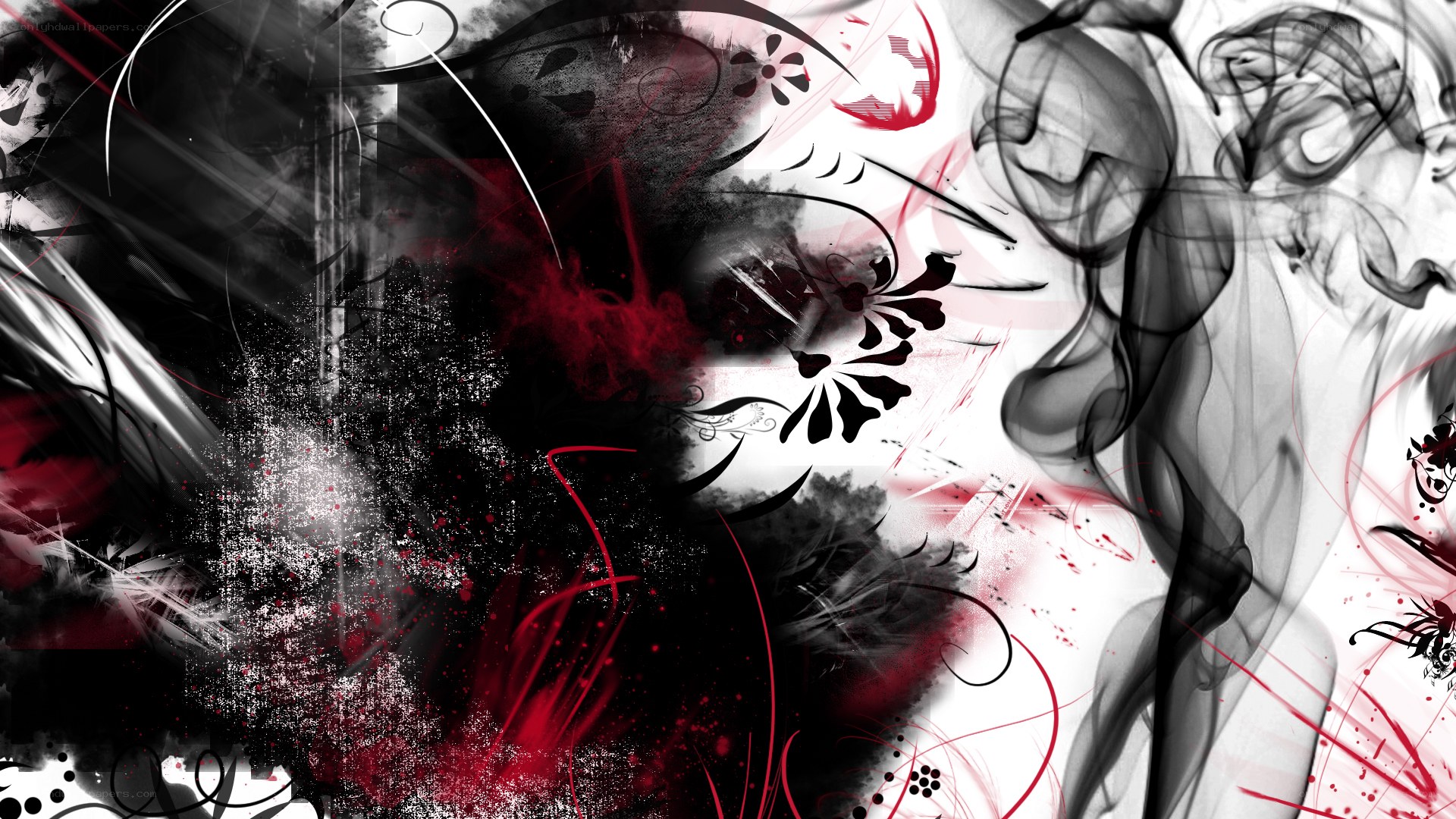 abstract red black white art
