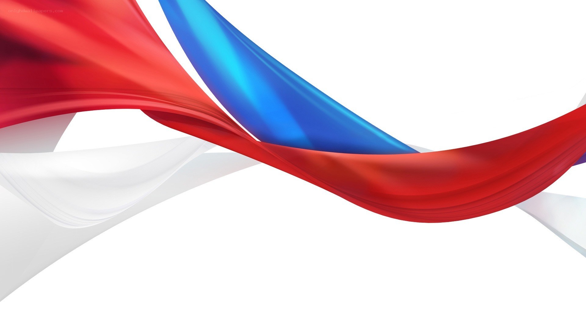 Abstract red blue and white ribbons