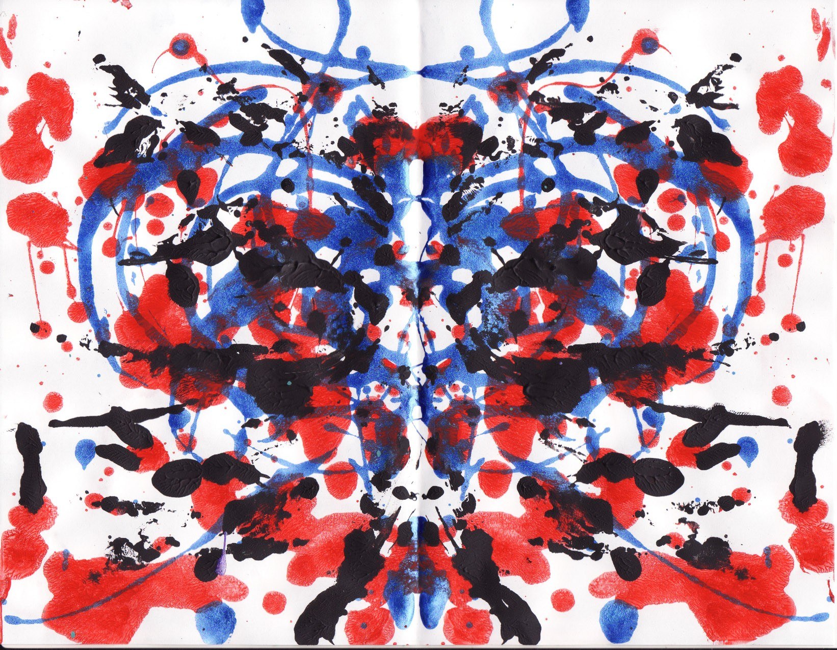abstract red blue black splatter art