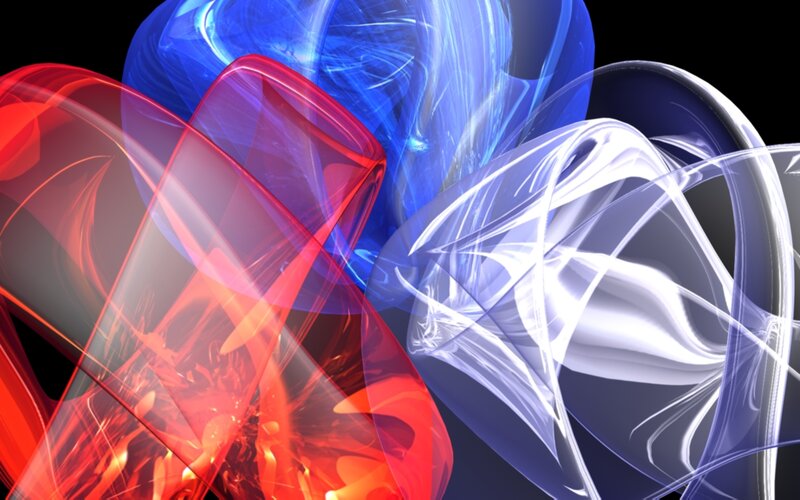Abstract red blue white swirls