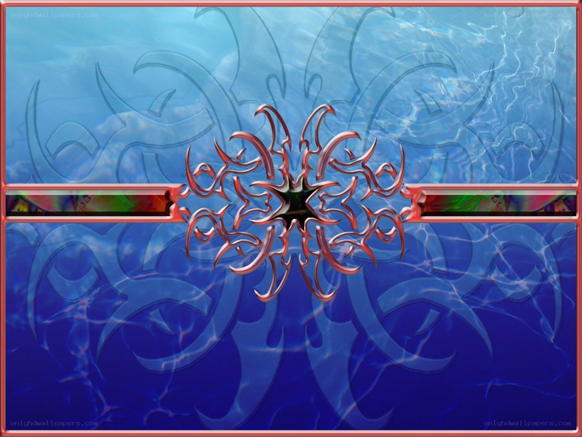 abstract red design on blue water