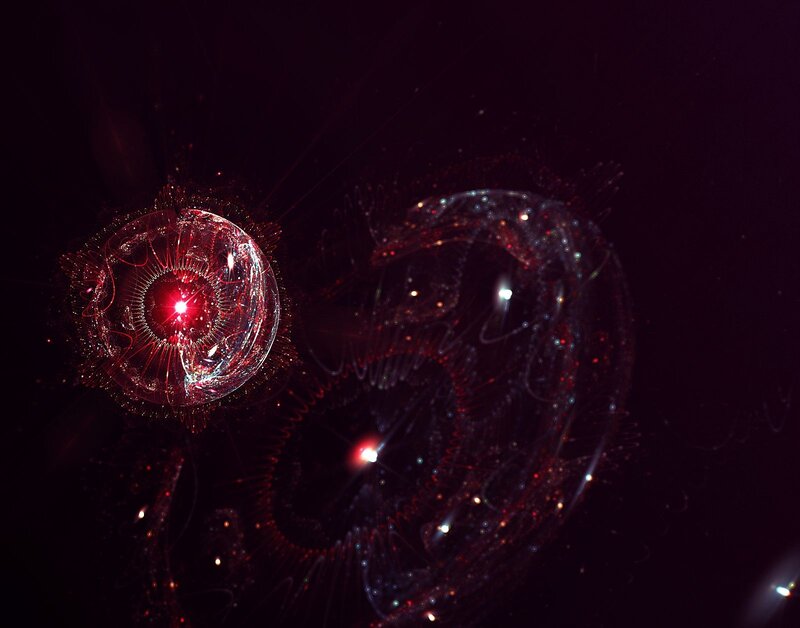 Abstract red energy spheres