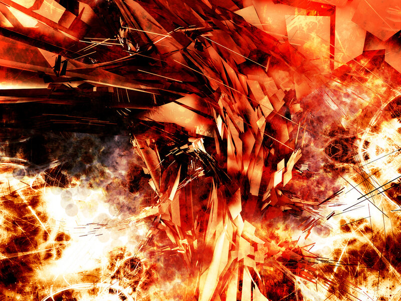 abstract red explosion artwork